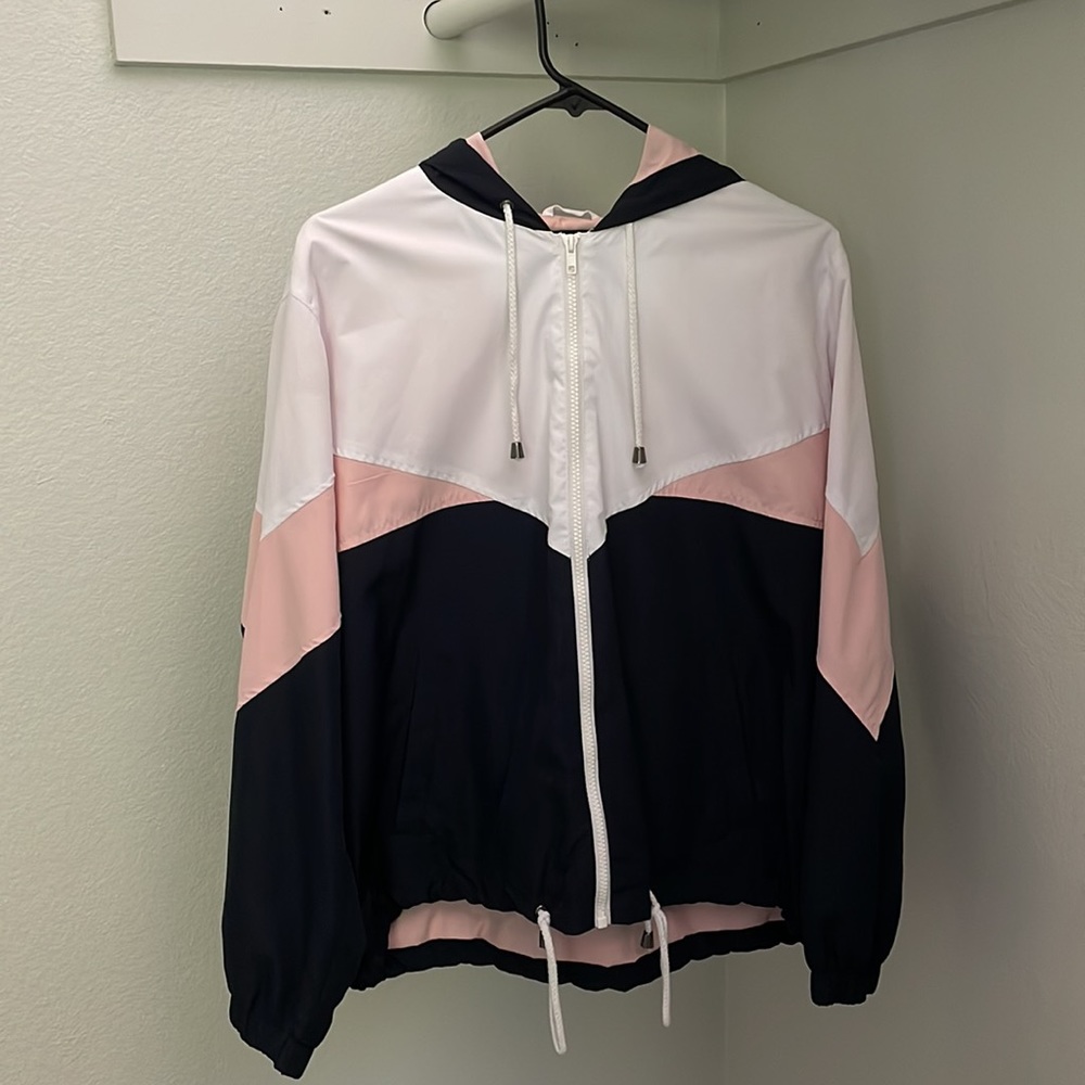 Topshop Color Block Windbreaker Hooded Jacket